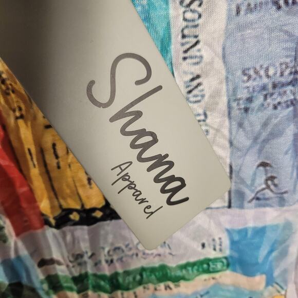 Shana Apparel Shirt Womens Large Multicolor Bookshelf Cat Graphic Crinkle Tunic - Picture 7 of 15